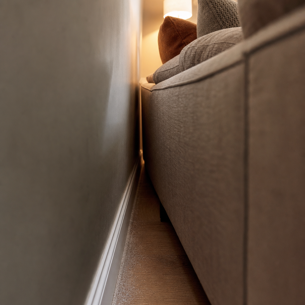 Dark couch space with hidden cave entrance
