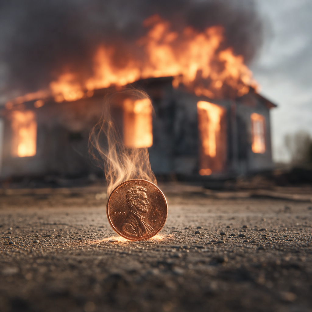 Penny causing fire to building