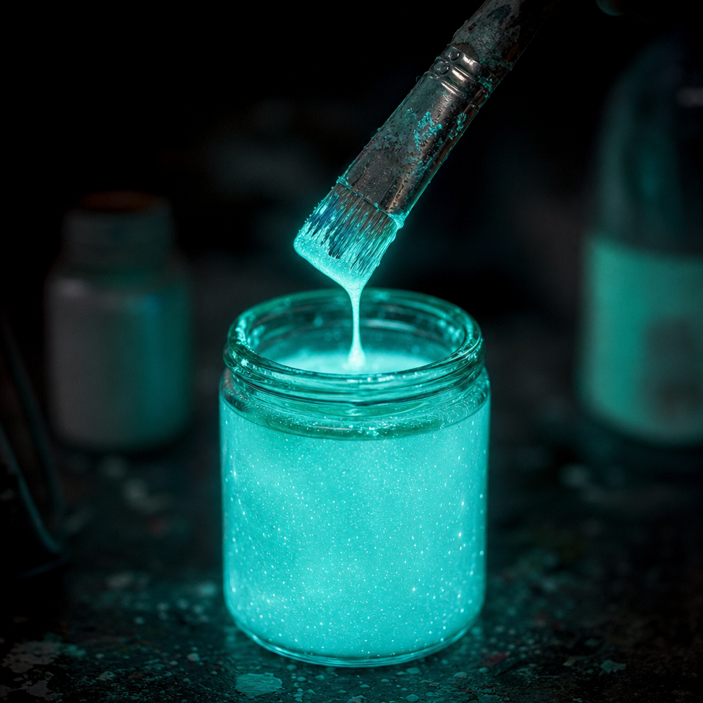 Luminous paint glowing in darkness
